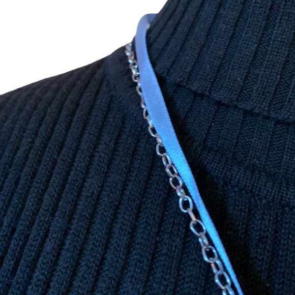 CREATION - Short Blue Wire Wrapped Pendant Necklace with ribbon & chain - Picture 5 of 5